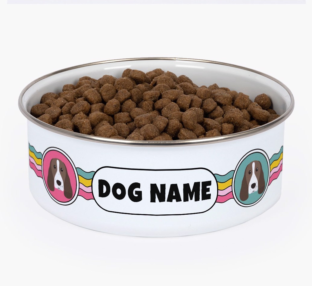 Rainbow Waves: Personalised {breedFullName} Enamel Dog Bowl