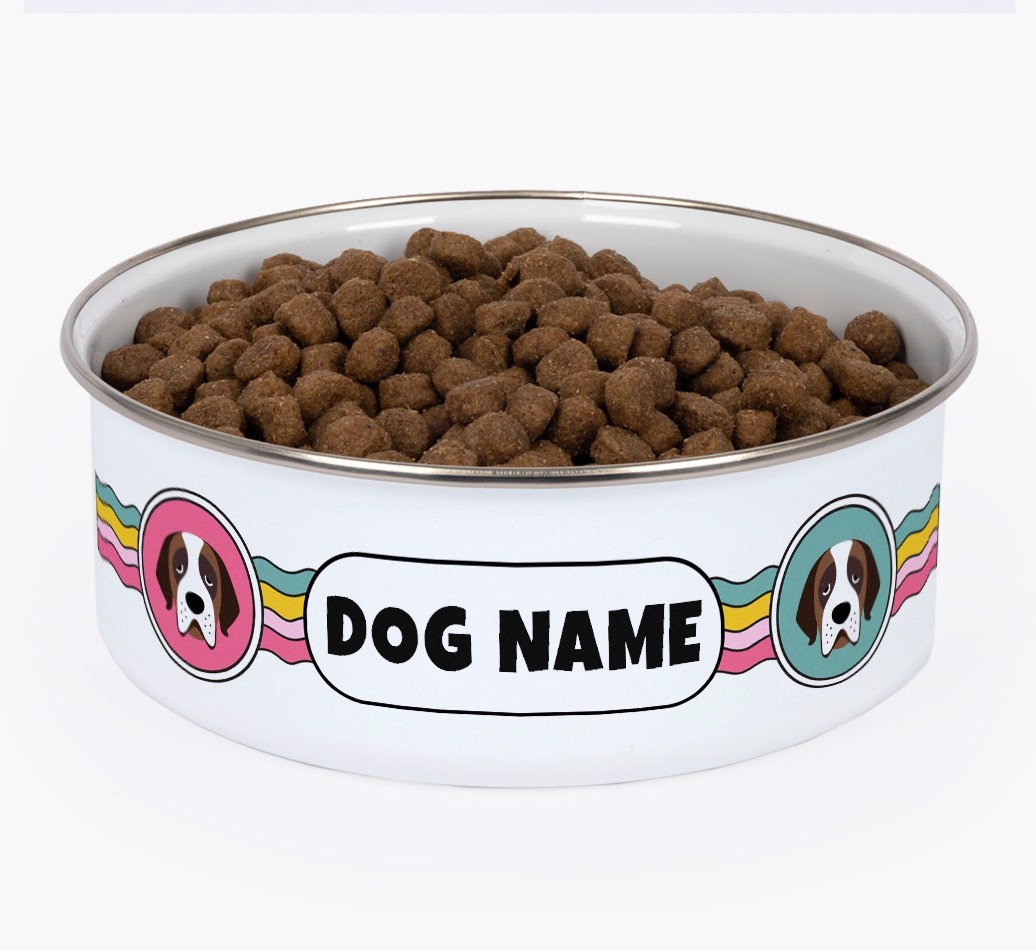 Rainbow Waves: Personalised {breedFullName} Enamel Dog Bowl