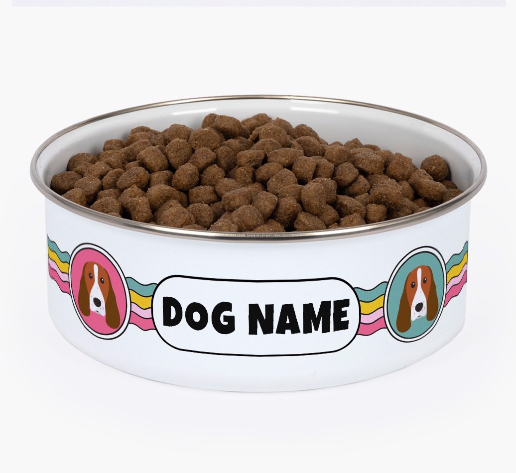 Rainbow Waves: Personalised {breedFullName} Enamel Dog Bowl
