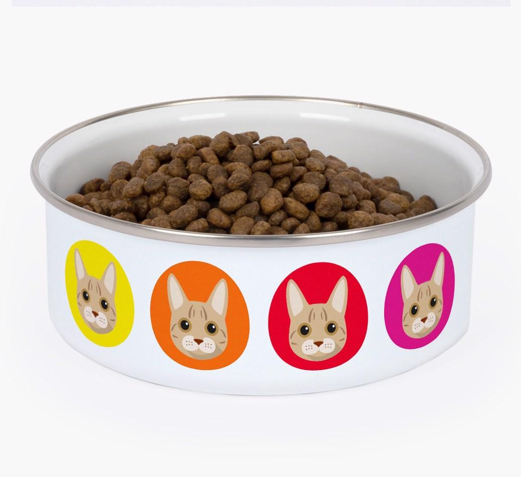 Coloured Icons: Personalised {breedCommonName} Enamel Cat Bowl