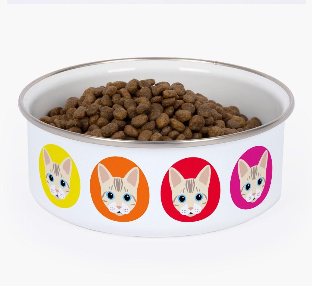 Coloured Icons: Personalised {breedCommonName} Enamel Cat Bowl