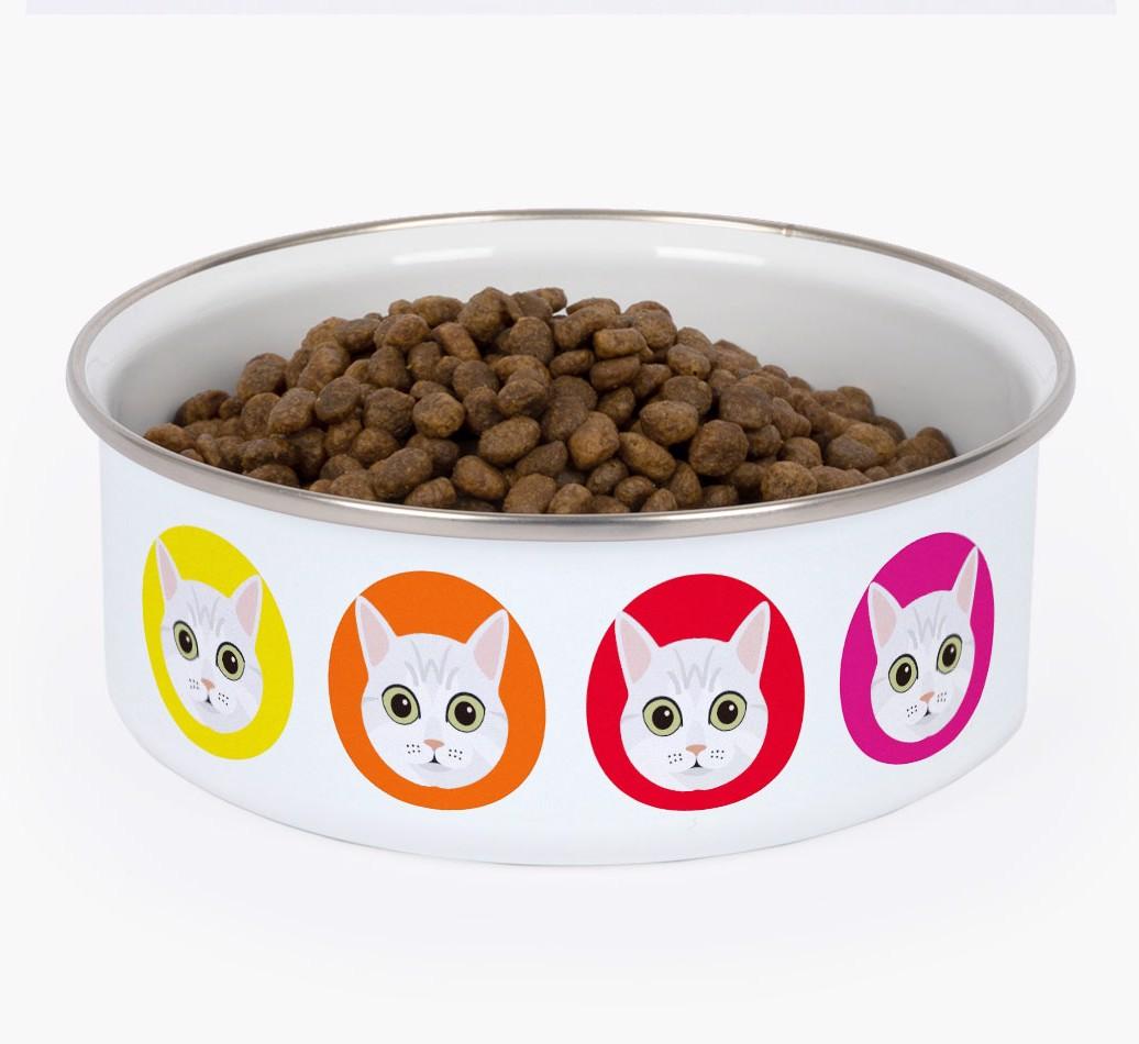 Coloured Icons: Personalised {breedCommonName} Enamel Cat Bowl