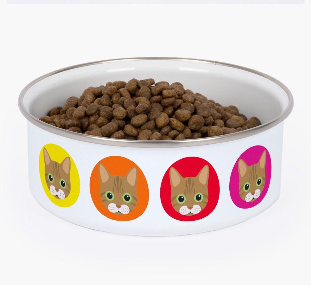 Coloured Icons: Personalised {breedCommonName} Enamel Cat Bowl