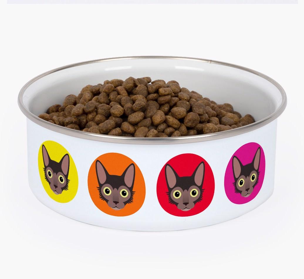 Coloured Icons: Personalised {breedCommonName} Enamel Cat Bowl