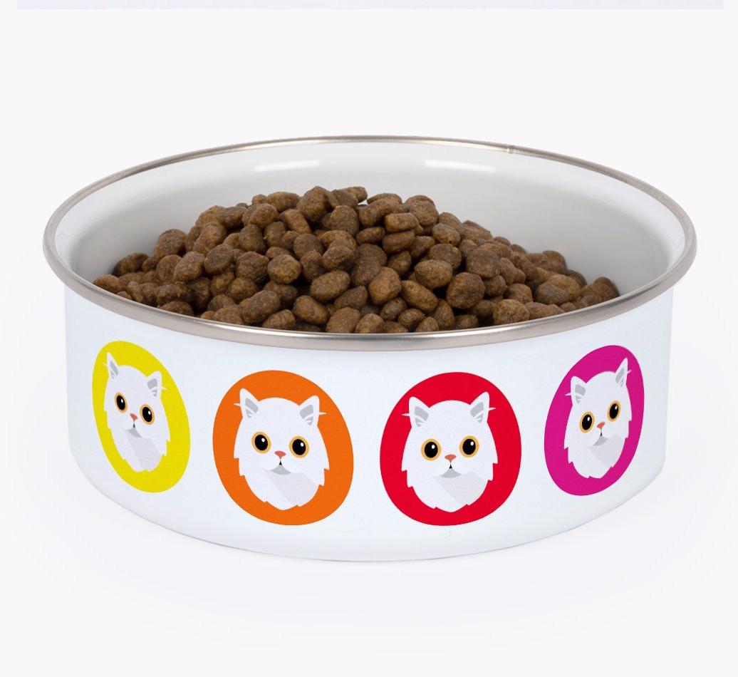 Coloured Icons: Personalised {breedCommonName} Enamel Cat Bowl