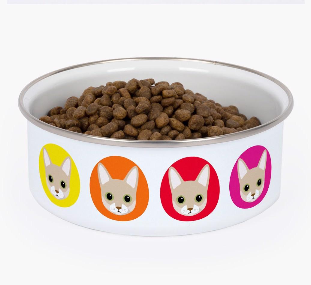 Coloured Icons: Personalised {breedCommonName} Enamel Cat Bowl
