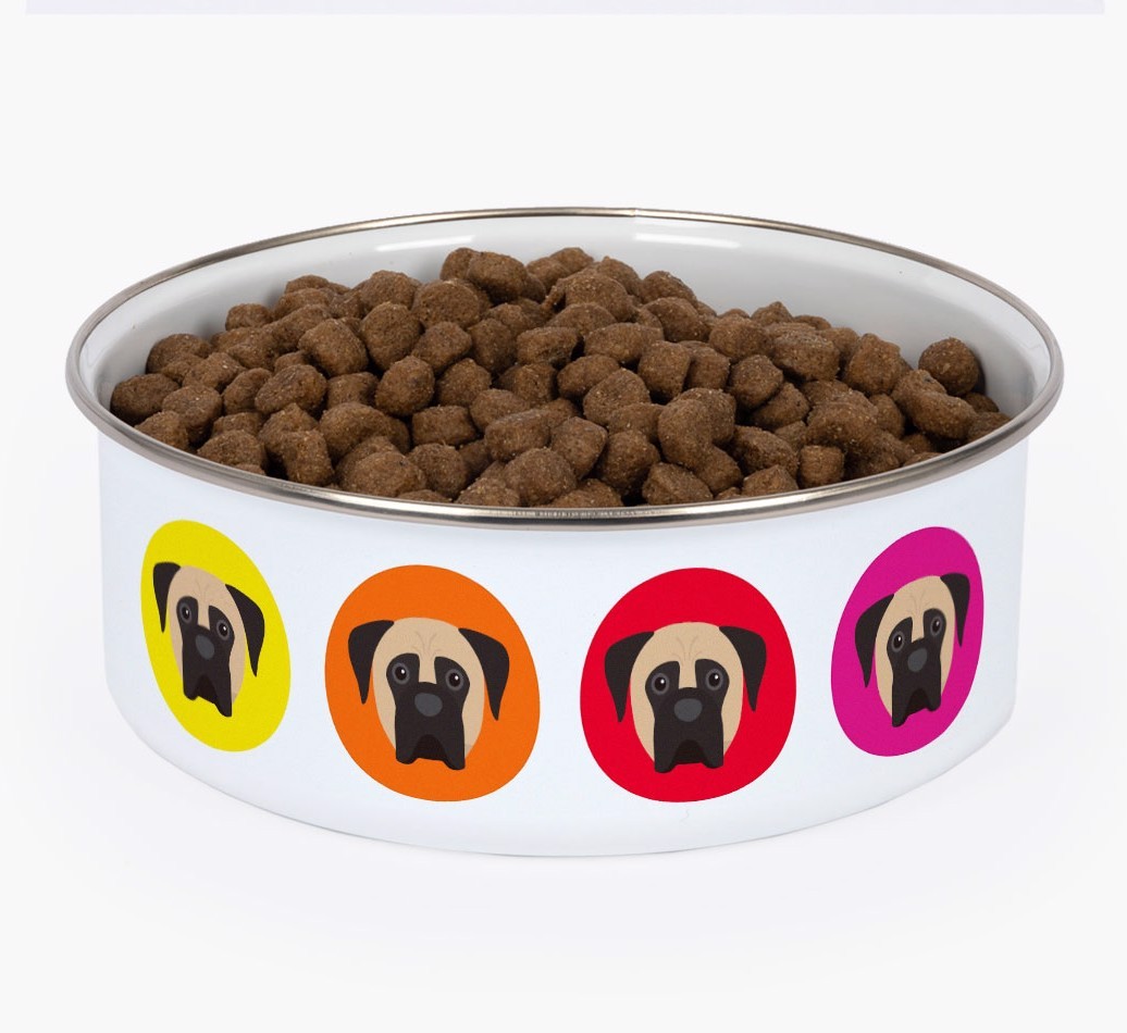 Colourful Icons: Personalised {breedFullName} Enamel Dog Bowl