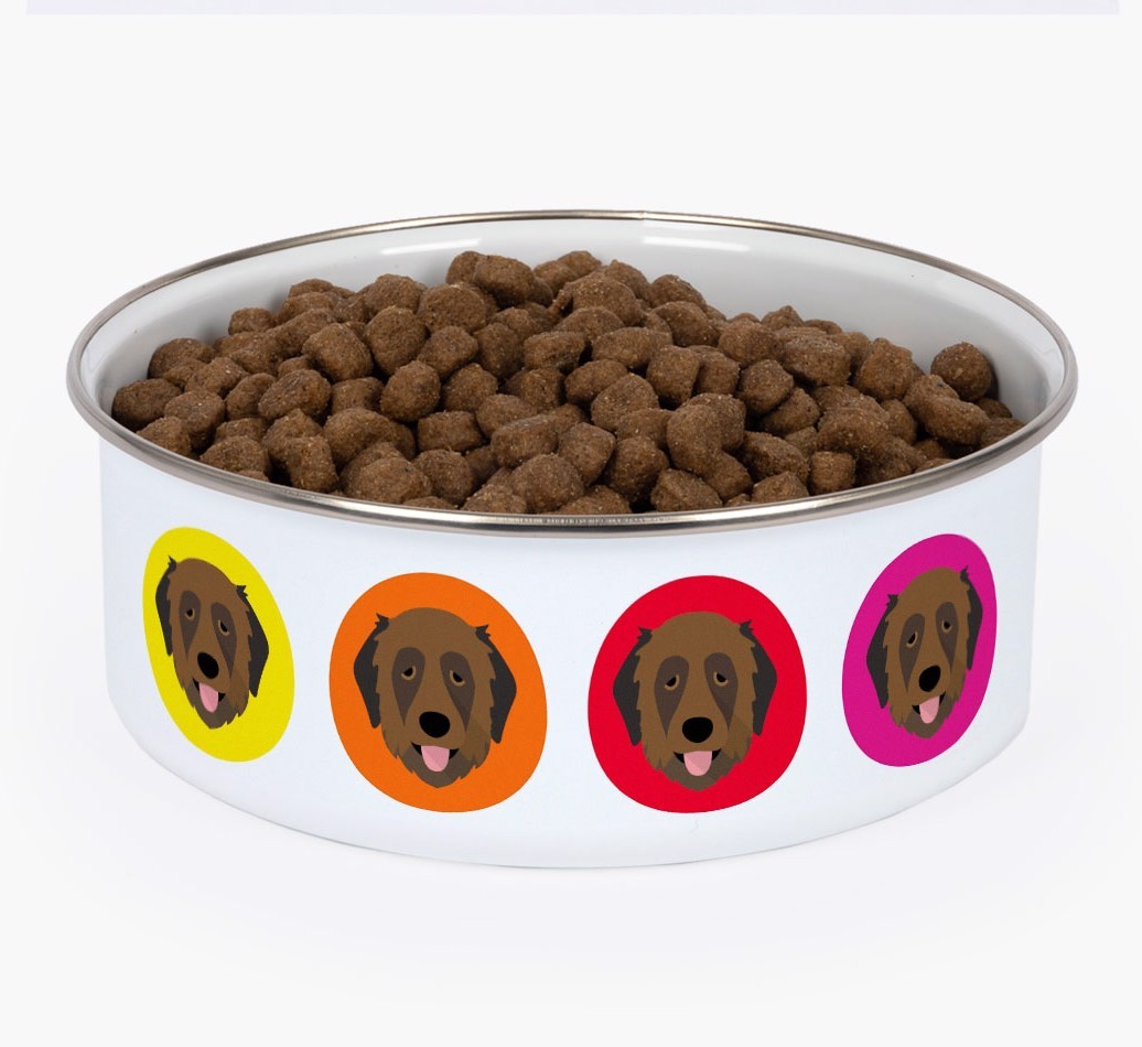 Colourful Icons: Personalised {breedFullName} Enamel Dog Bowl
