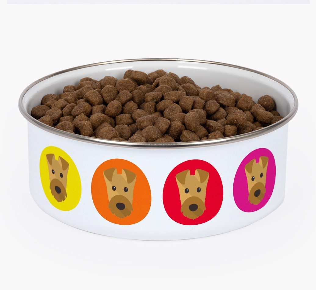 Colourful Icons: Personalised {breedFullName} Enamel Dog Bowl