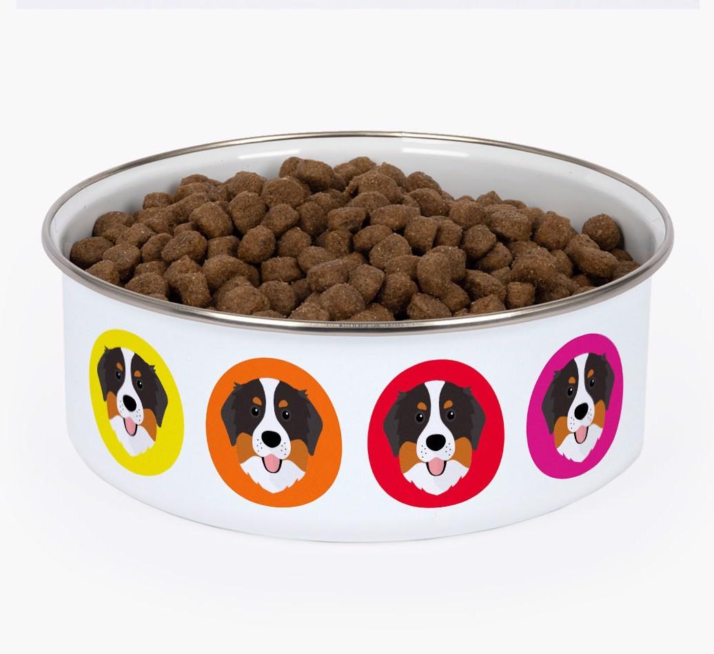 Colorful Icons: Personalized {breedFullName} Enamel Dog Bowl