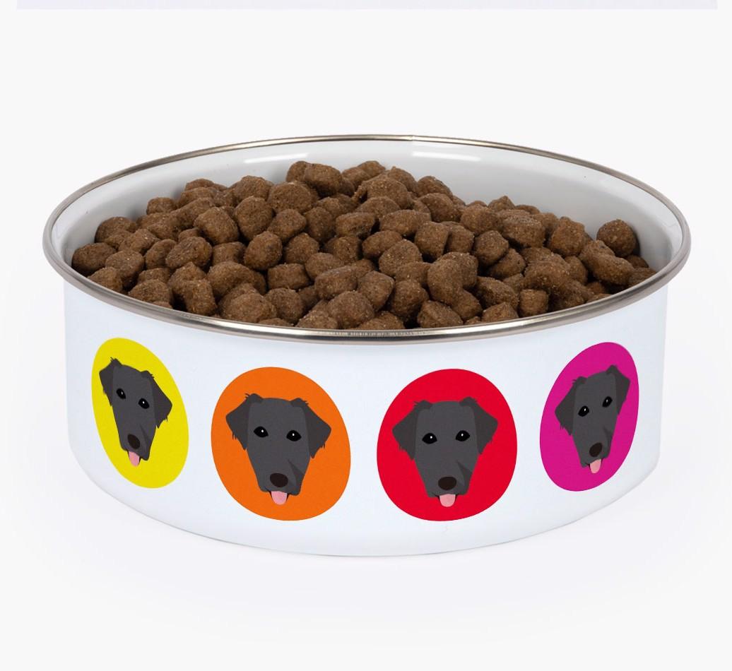 Colorful Icons: Personalized {breedFullName} Enamel Dog Bowl