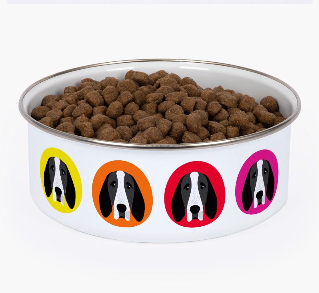 Colorful Icons: Personalized {breedFullName} Enamel Dog Bowl