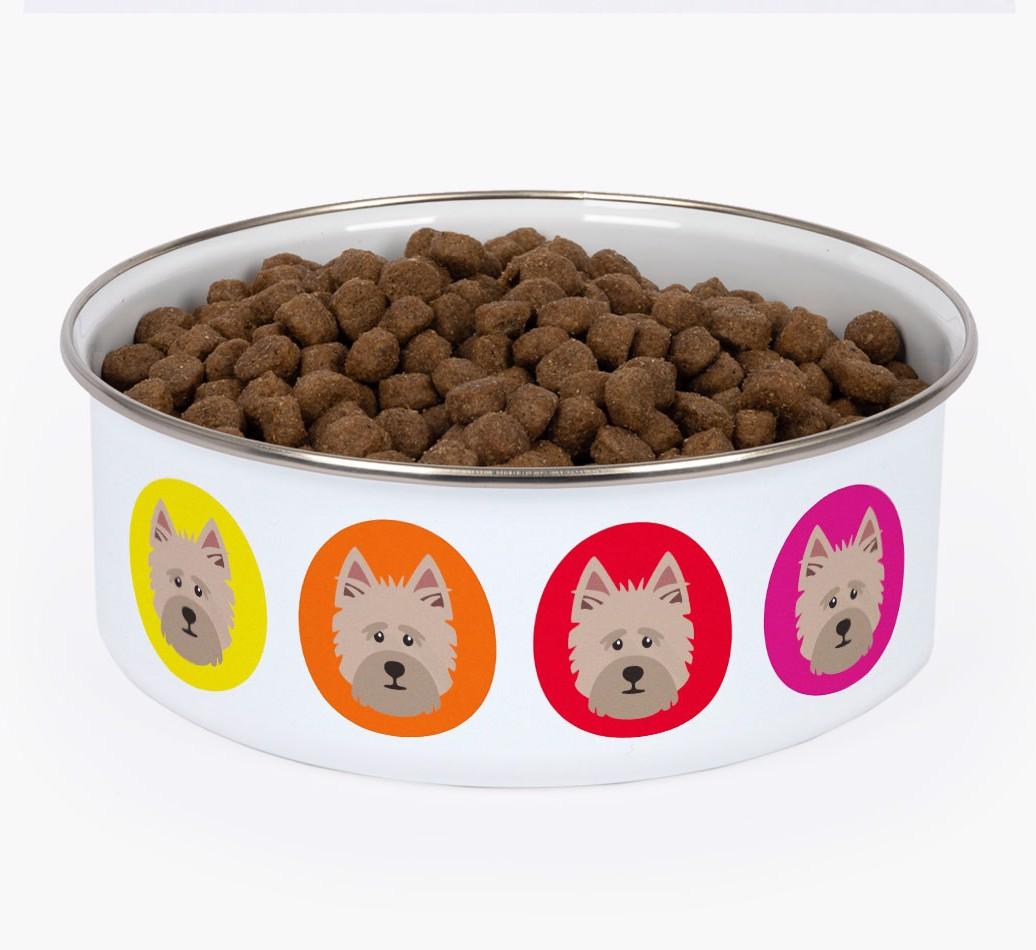 Colorful Icons: Personalized {breedFullName} Enamel Dog Bowl