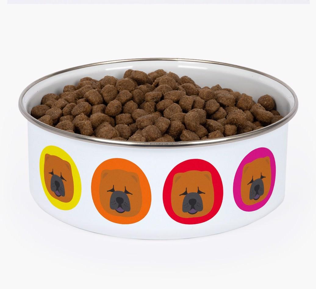 Colorful Icons: Personalized {breedFullName} Enamel Dog Bowl