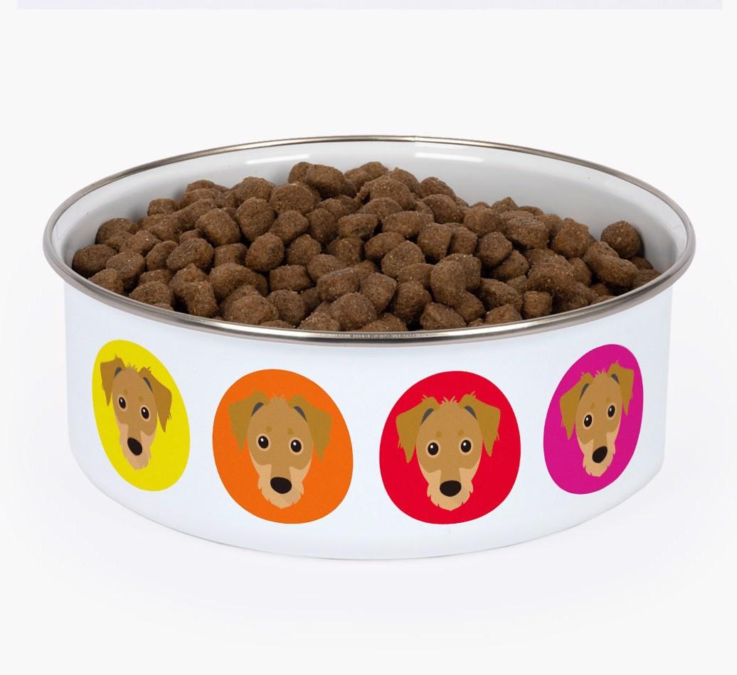 Colorful Icons: Personalized {breedFullName} Enamel Dog Bowl