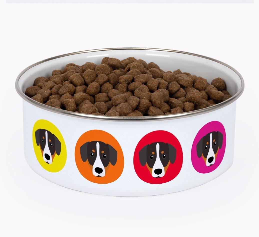 Colorful Icons: Personalized {breedFullName} Enamel Dog Bowl