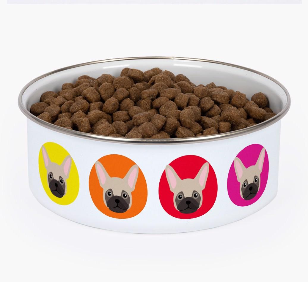 Colorful Icons: Personalized {breedFullName} Enamel Dog Bowl
