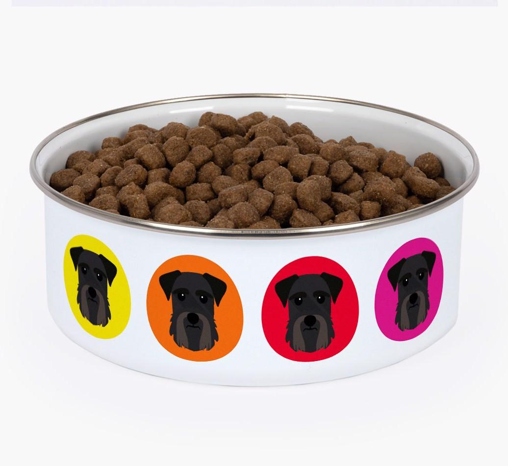 Colorful Icons: Personalized {breedFullName} Enamel Dog Bowl