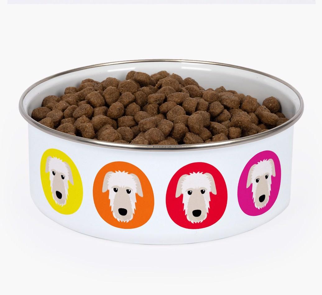 Colorful Icons: Personalized {breedFullName} Enamel Dog Bowl