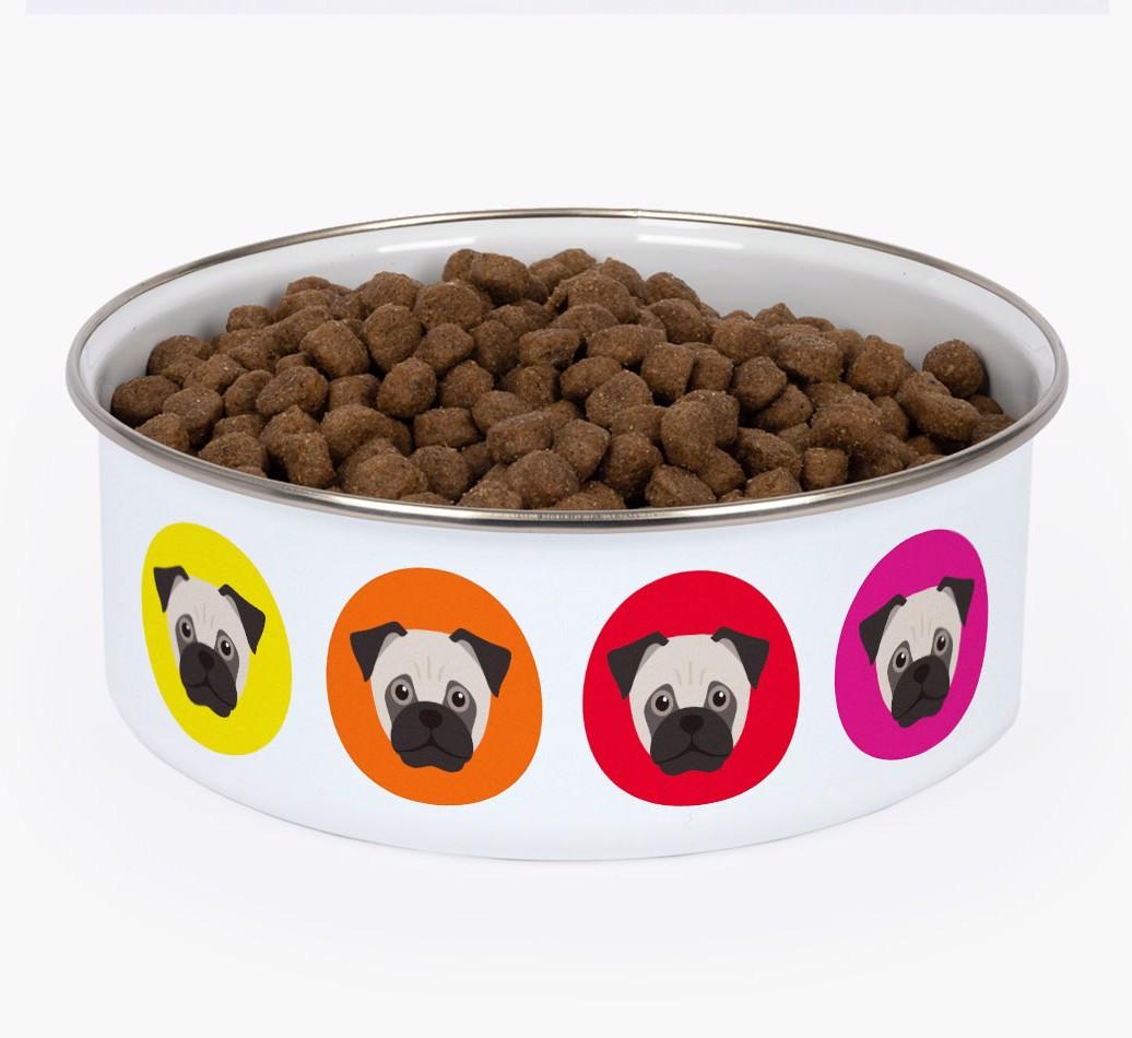 Colorful Icons: Personalized {breedFullName} Enamel Dog Bowl