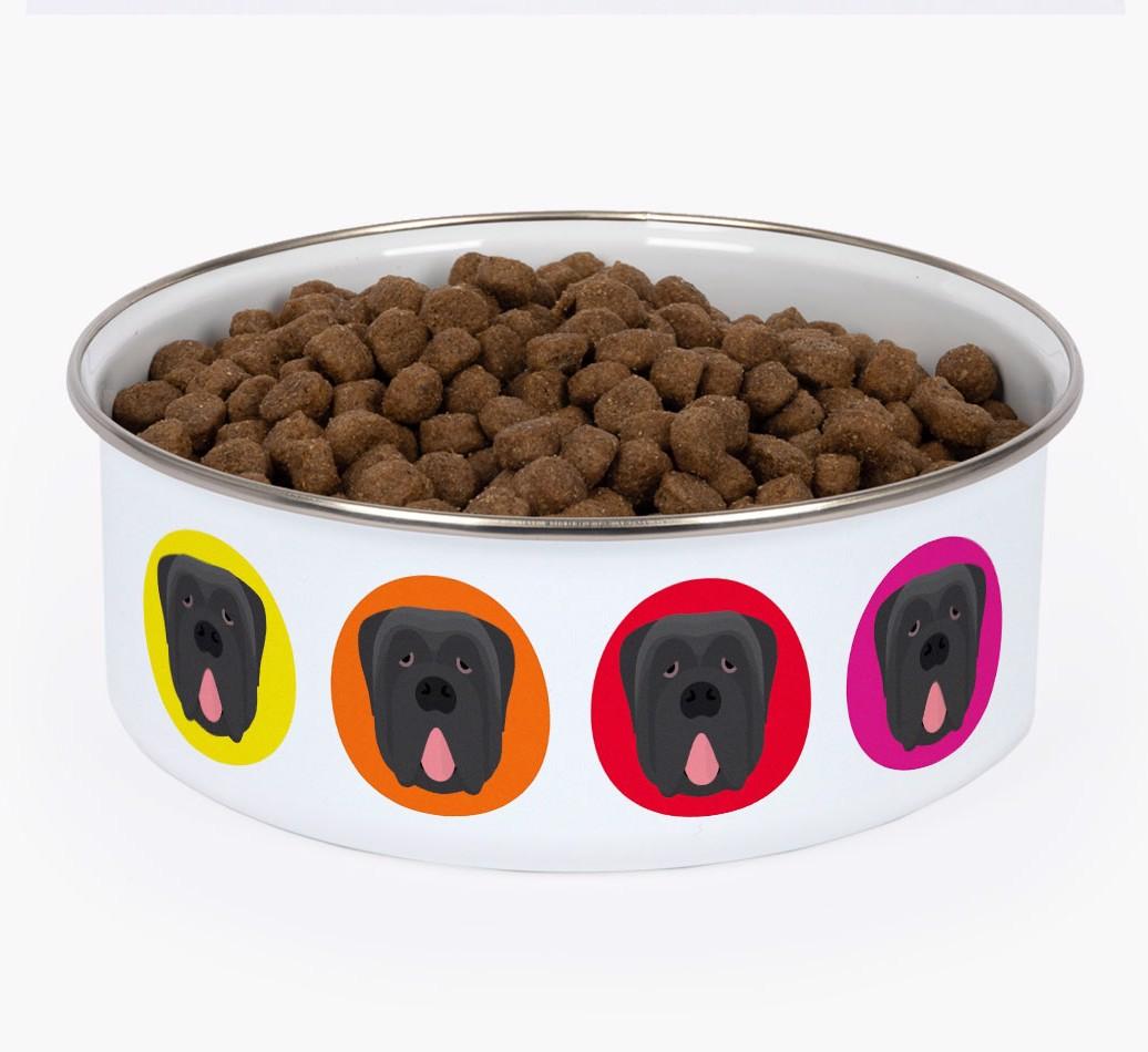 Colorful Icons: Personalized {breedFullName} Enamel Dog Bowl