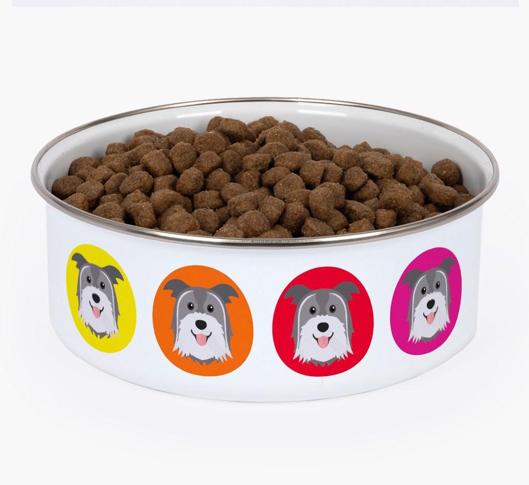 Colorful Icons: Personalized {breedFullName} Enamel Dog Bowl