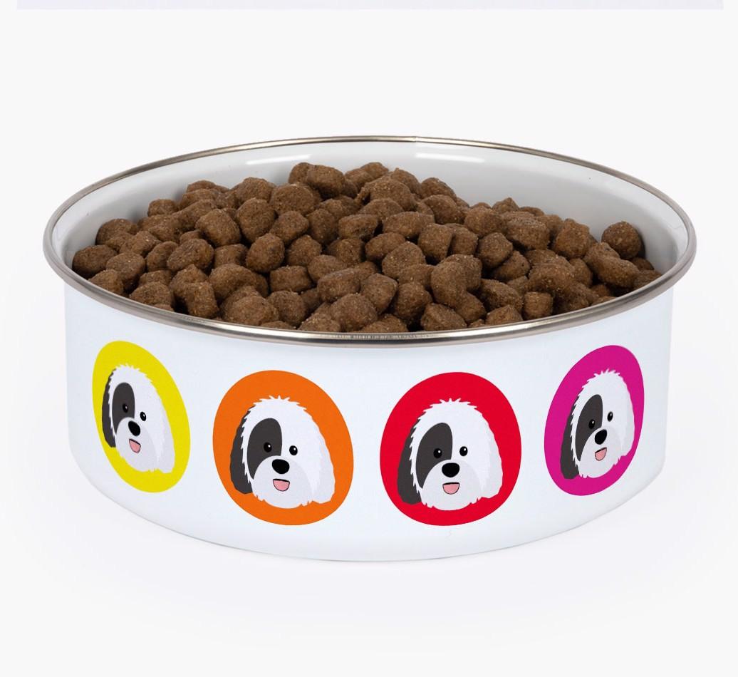 Colorful Icons: Personalized {breedFullName} Enamel Dog Bowl