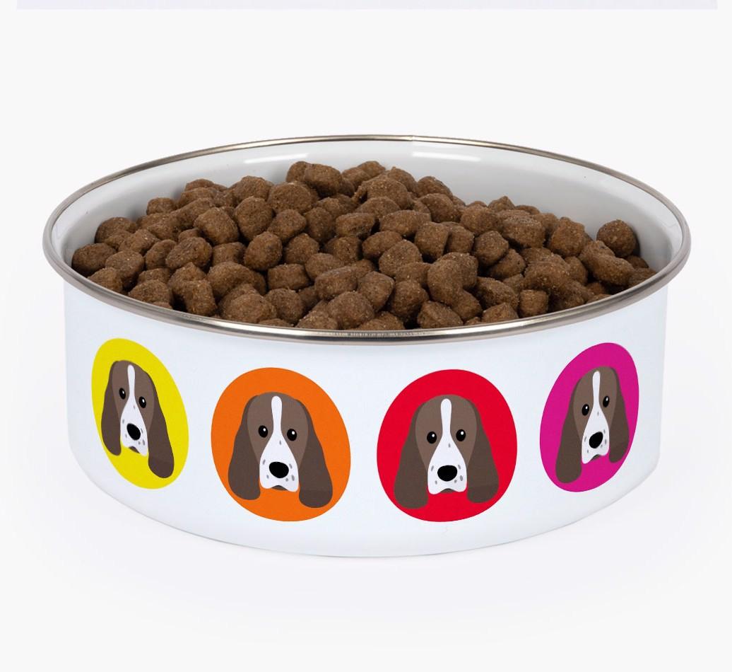 Colorful Icons: Personalized {breedFullName} Enamel Dog Bowl