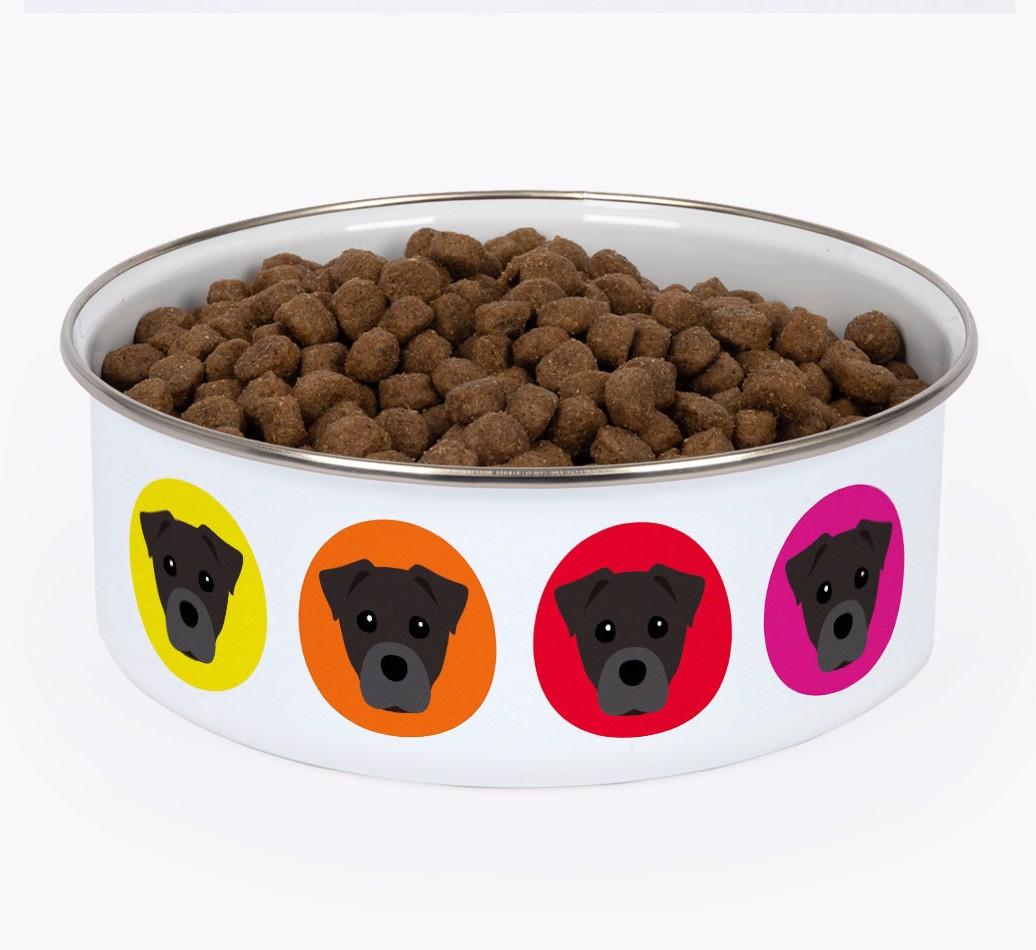 Colorful Icons: Personalized {breedFullName} Enamel Dog Bowl