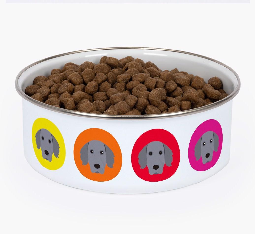 Colorful Icons: Personalized {breedFullName} Enamel Dog Bowl