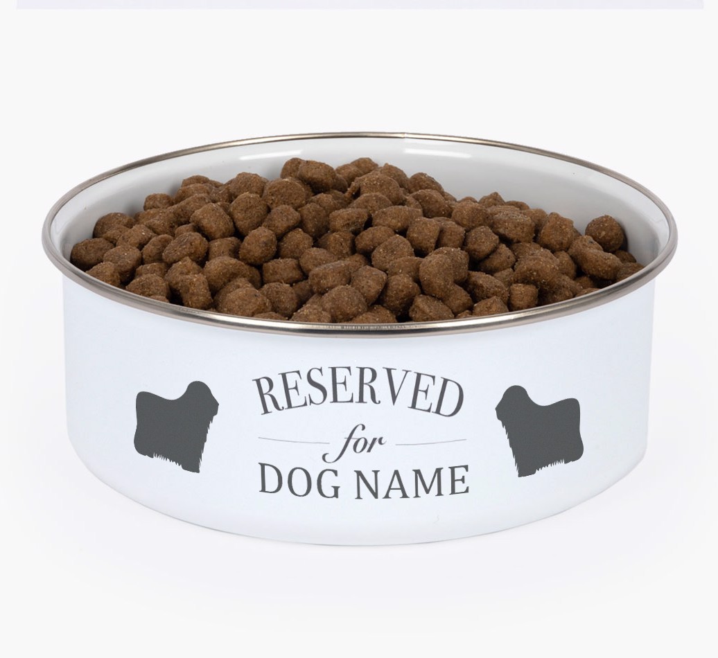 Reserved For: Personalised {breedFullName} Enamel Dog Bowl