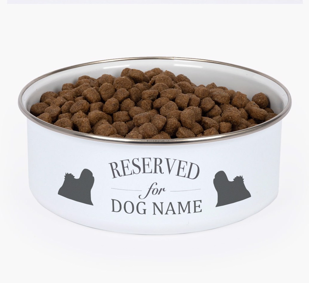 Reserved For: Personalised {breedFullName} Enamel Dog Bowl