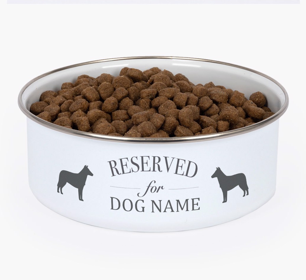 Reserved For: Personalized {breedFullName} Enamel Dog Bowl
