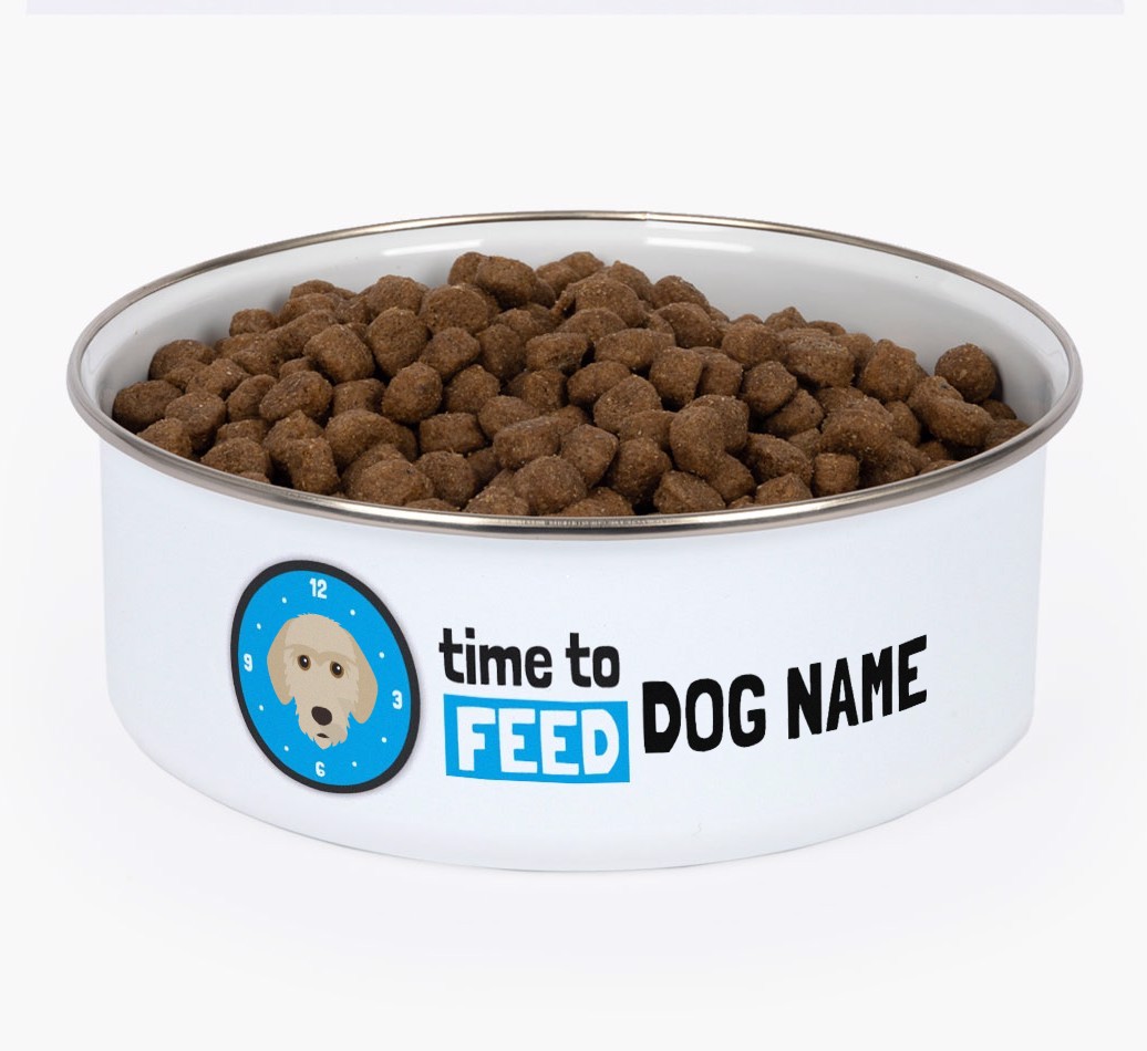 Time To Feed: Personalised {breedFullName} Enamel Dog Bowl