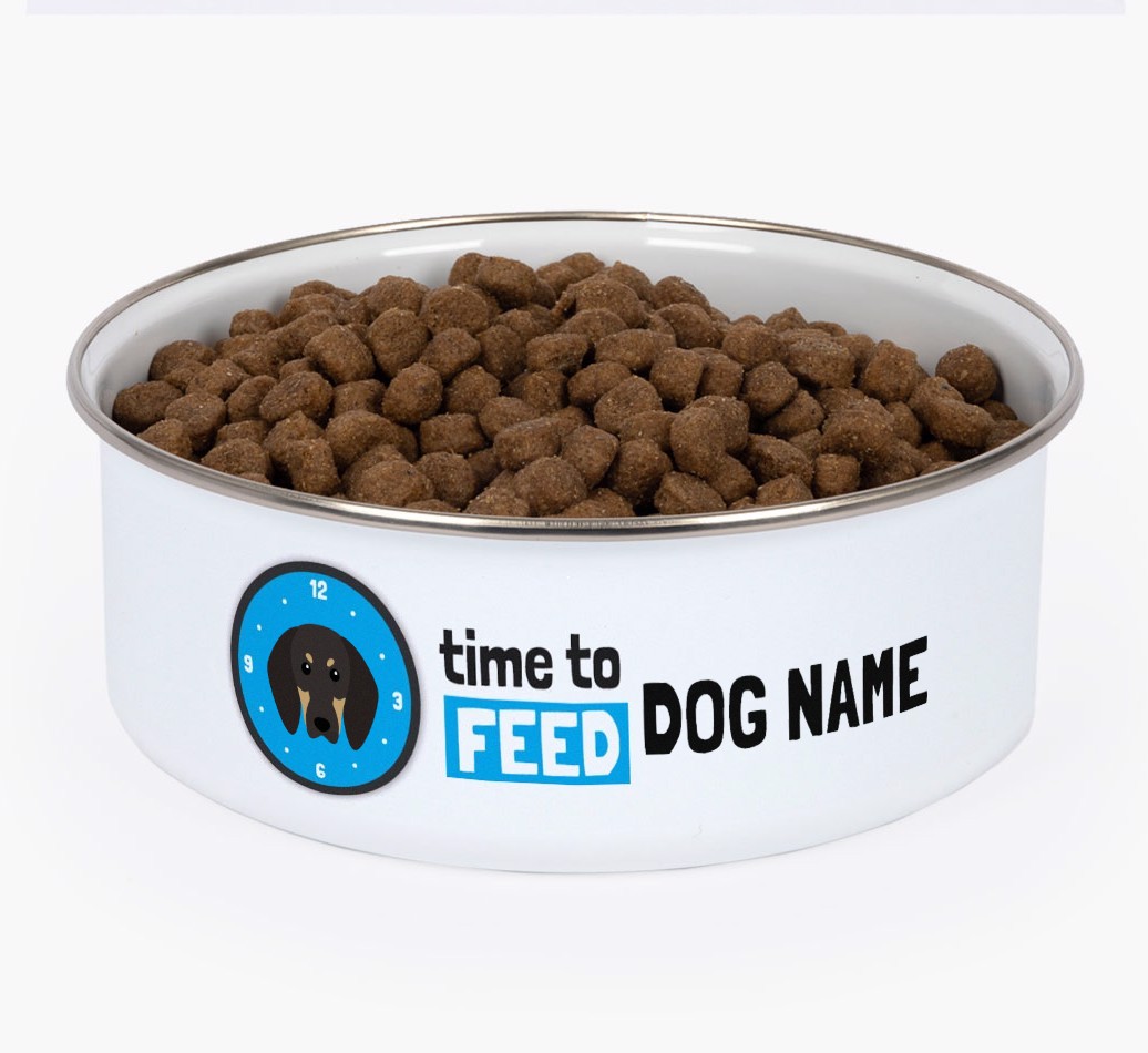 Time To Feed: Personalised {breedFullName} Enamel Dog Bowl