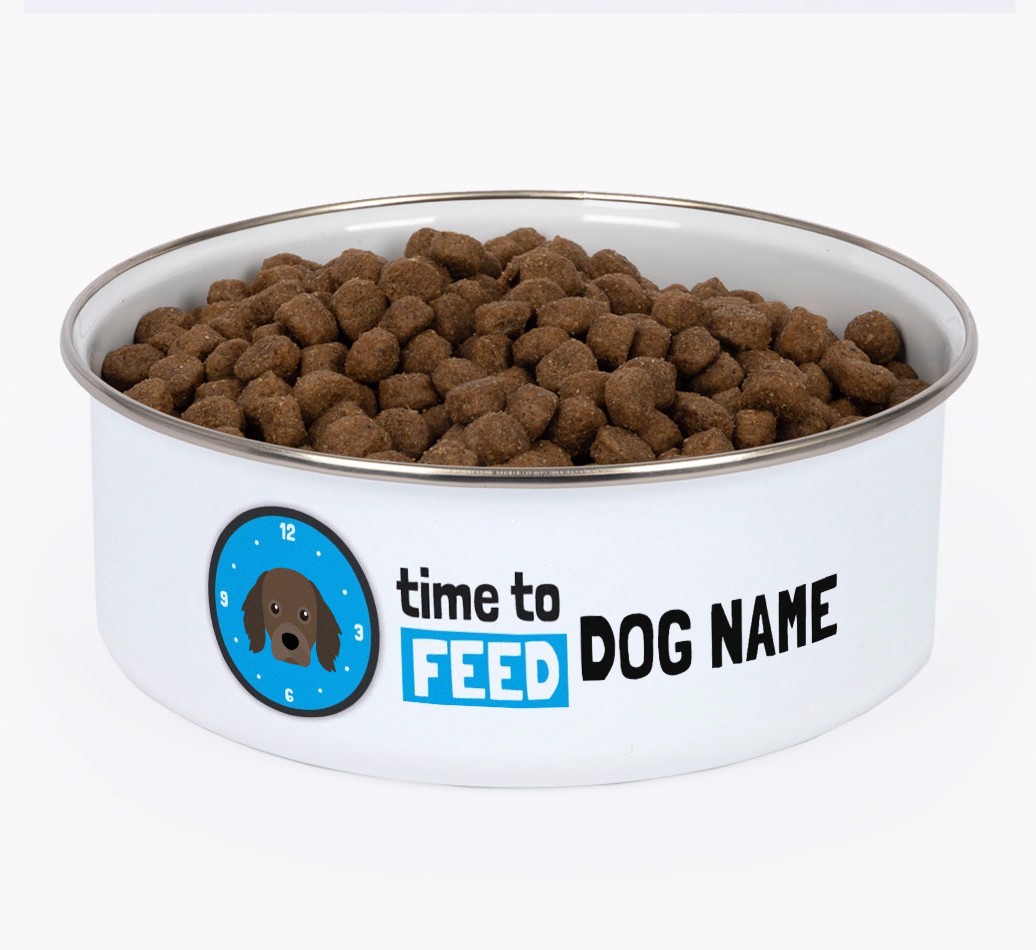 Time To Feed: Personalised {breedFullName} Enamel Dog Bowl