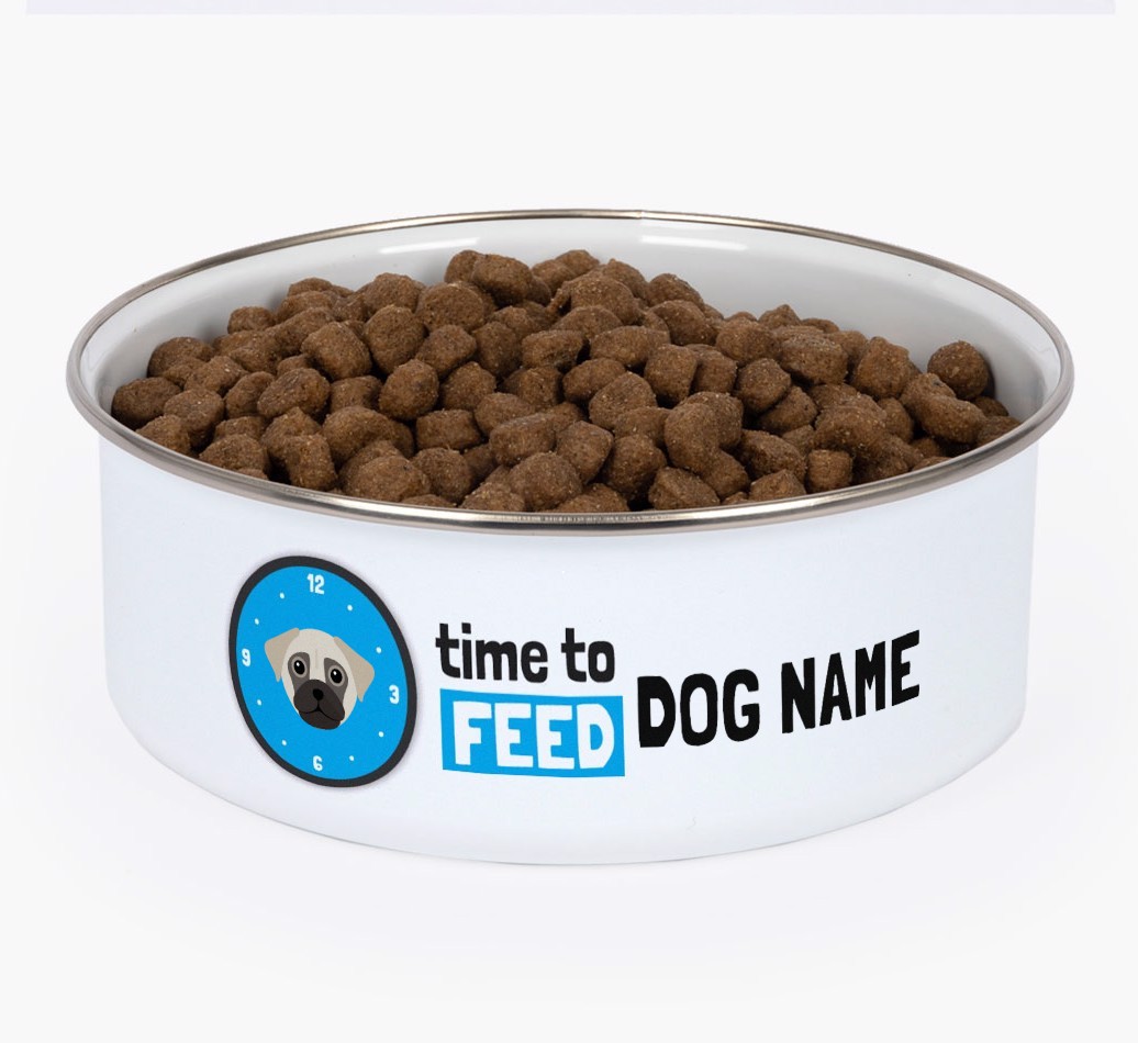 Time To Feed: Personalised {breedFullName} Enamel Dog Bowl