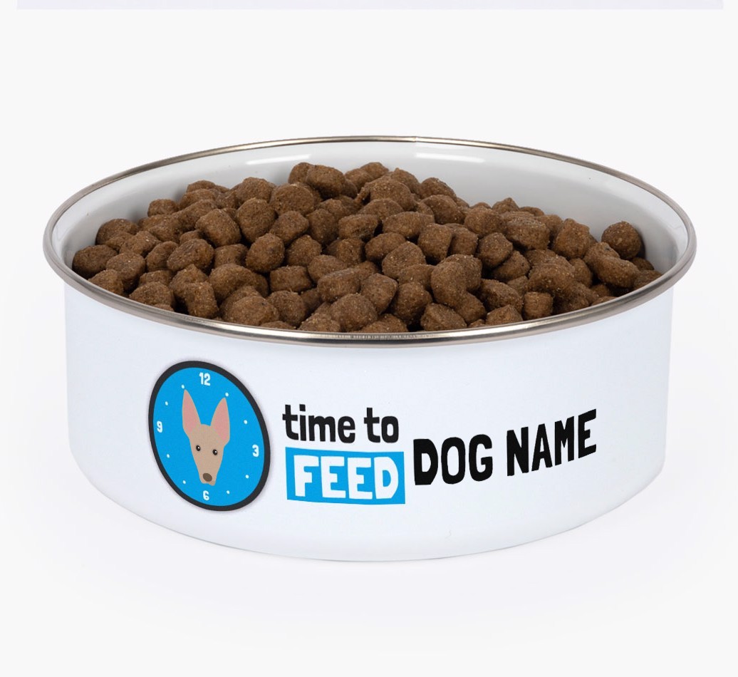Time To Feed: Personalised {breedFullName} Enamel Dog Bowl
