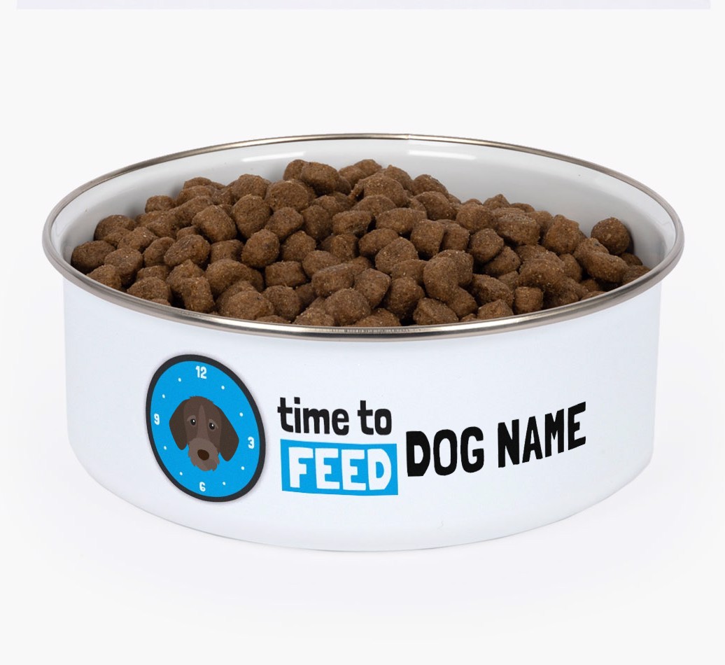 Time To Feed: Personalised {breedFullName} Enamel Dog Bowl