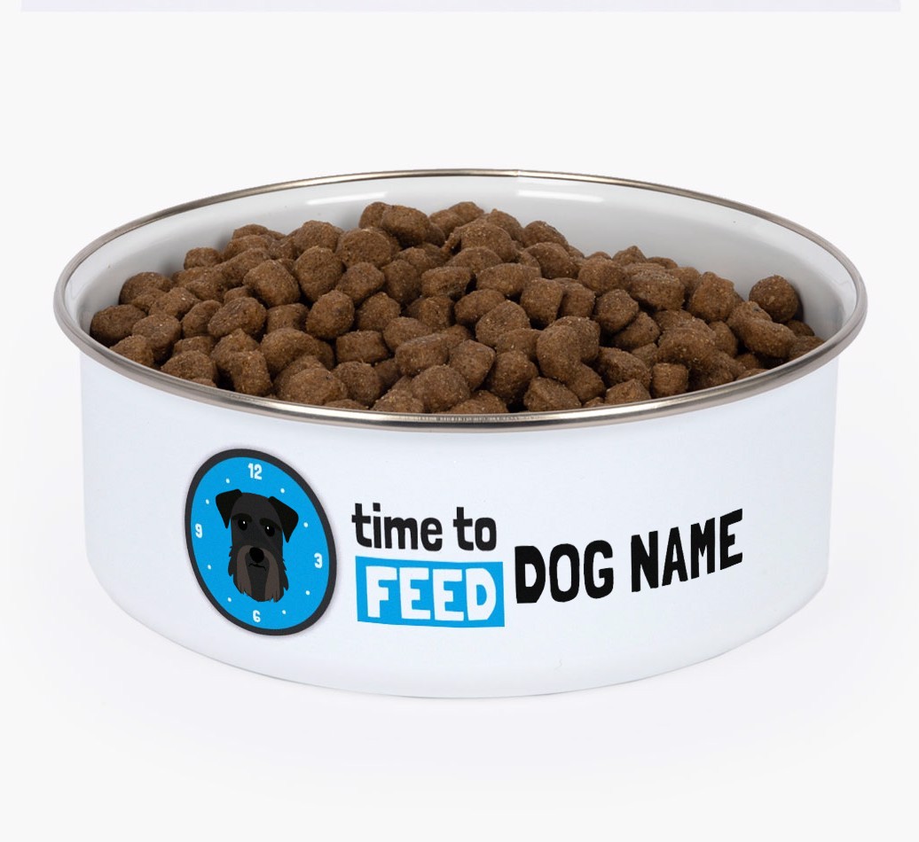 Time To Feed: Personalised {breedFullName} Enamel Dog Bowl