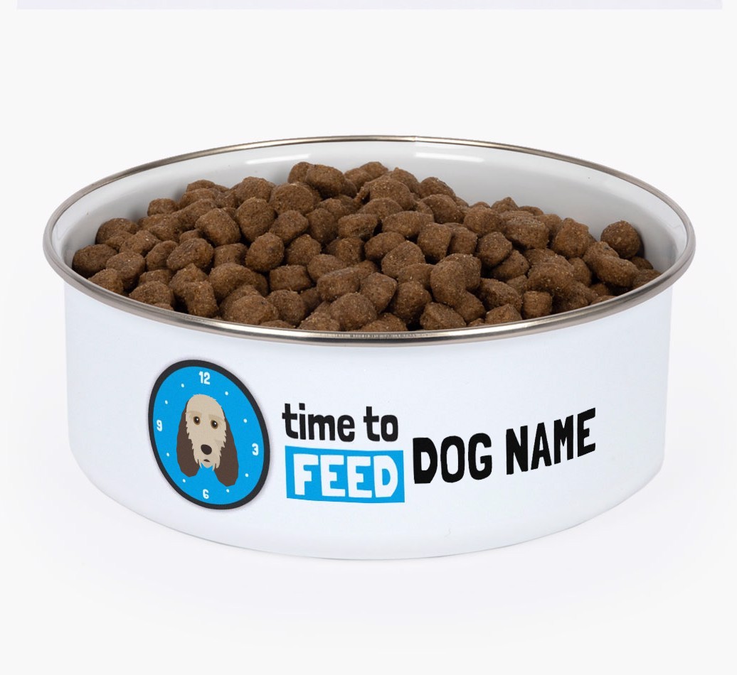 Time To Feed: Personalised {breedFullName} Enamel Dog Bowl