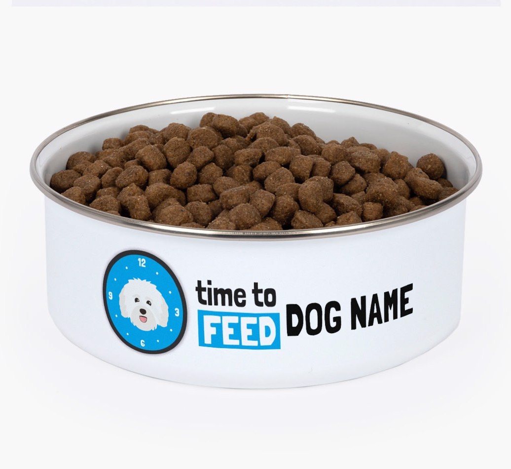 Time To Feed: Personalised {breedFullName} Enamel Dog Bowl