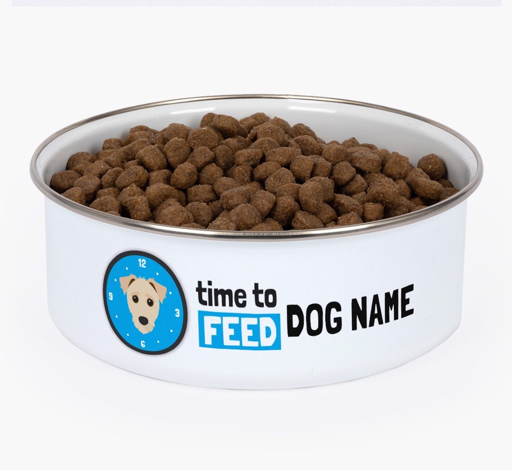 Time To Feed: Personalised {breedFullName} Enamel Dog Bowl