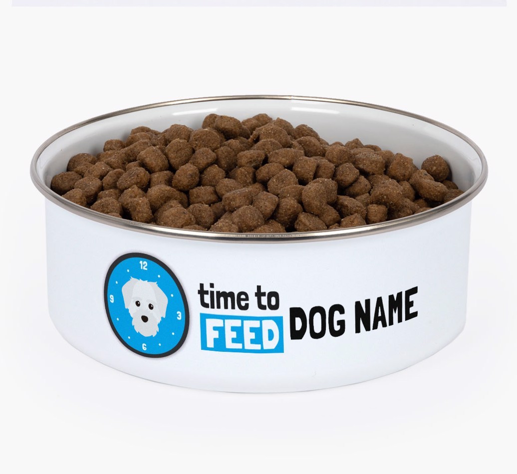 Time To Feed: Personalised {breedFullName} Enamel Dog Bowl