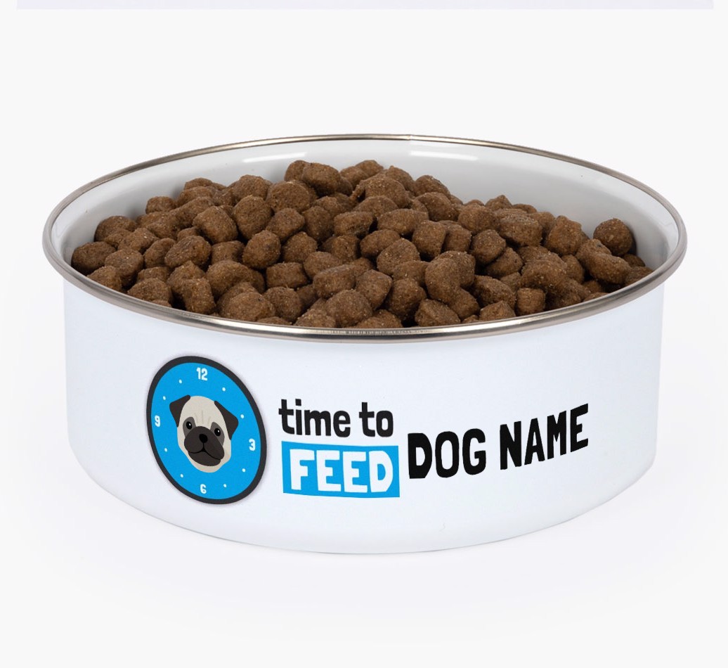 Time To Feed: Personalised {breedFullName} Enamel Dog Bowl
