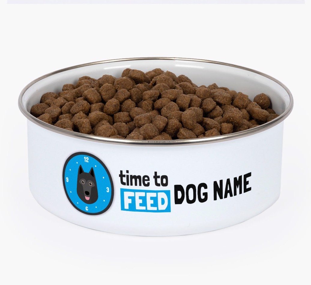 Time To Feed: Personalised {breedFullName} Enamel Dog Bowl