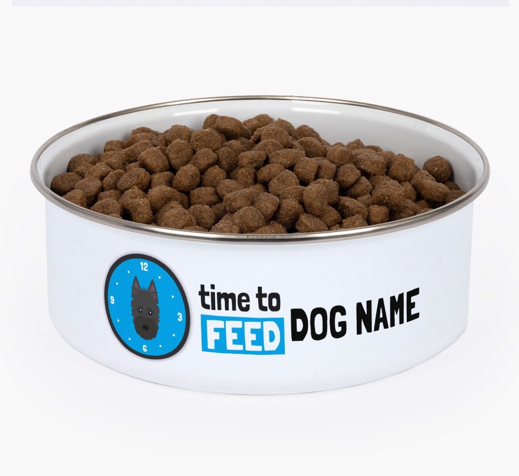 Time To Feed: Personalised {breedFullName} Enamel Dog Bowl