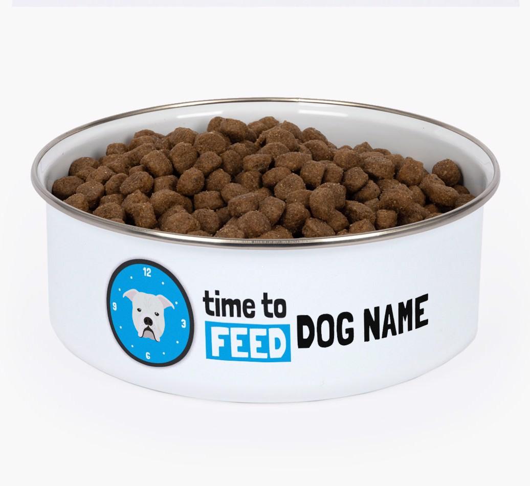 Time To Feed: Personalized {breedFullName} Enamel Dog Bowl