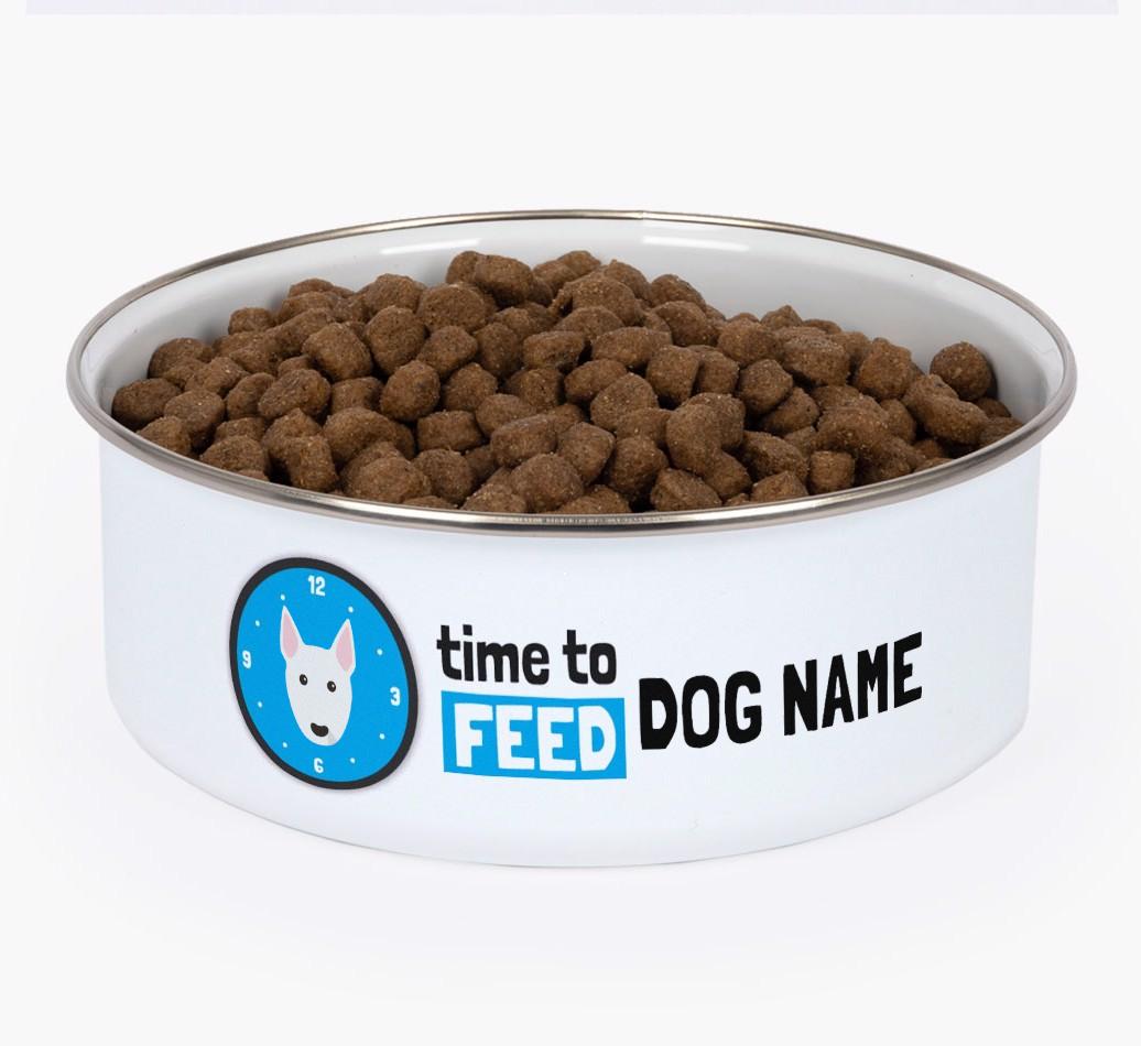 Time To Feed: Personalized {breedFullName} Enamel Dog Bowl