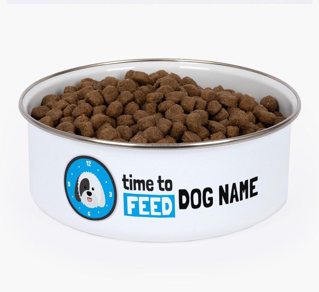 Time To Feed: Personalized {breedFullName} Enamel Dog Bowl